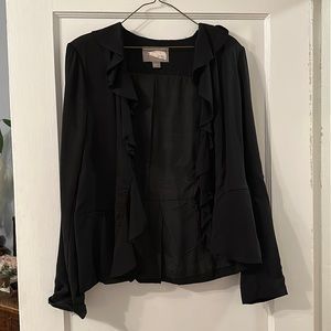 Black Blazer with frilled Boho Collar and Peplum